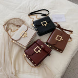 Women's Rivet Messenger Bag Waterproof Chain Handbag