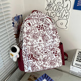 High School Girls Graffiti Print Backpack Large Capacity