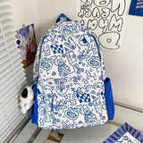 High School Girls Graffiti Print Backpack Large Capacity