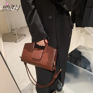 Retro Shoulder Bag Solid Portable Square Bag Autumn All-Match