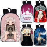 Hijab Face Muslim Islamic Gril Crown Backpack Women Travel Bag