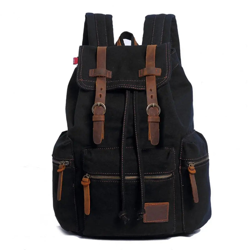 Vintage Canvas Hiking Backpack with Zipper Closure