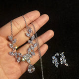 Himstory CZ Bride Wedding Jewelry Set Woman Necklace Earring Set