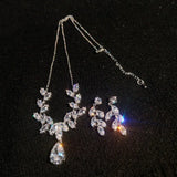 Himstory CZ Bride Wedding Jewelry Set Woman Necklace Earring Set