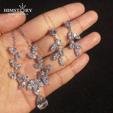 Himstory CZ Bride Wedding Jewelry Set Woman Necklace Earring Set