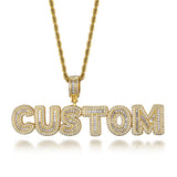 Hip Hop Name Baguette Letters CZ Pendant