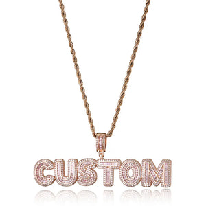 Hip Hop Name Baguette Letters CZ Pendant