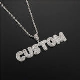 Hip Hop Name Baguette Letters CZ Pendant