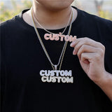 Hip Hop Name Baguette Letters CZ Pendant