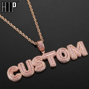 Hip Hop Name Baguette Letters CZ Pendant