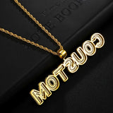 Hip Hop Name Baguette Letters CZ Pendant