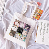 Hip Hop Shoulder Bag Cat Painting Female Handbags Canvas Shopping