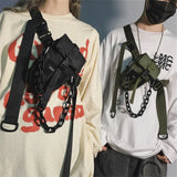 Hip Hop Tactical Chest Rig Bag With Chain Mens Techwear Detachable Waist Bag