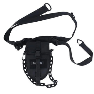 Hip Hop Tactical Chest Rig Bag With Chain Mens Techwear Detachable Waist Bag