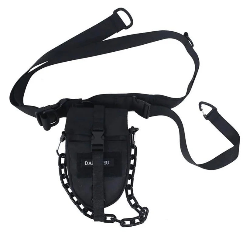Hip Hop Tactical Chest Rig Bag With Chain Mens Techwear Detachable Waist Bag