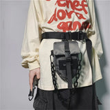 Hip Hop Tactical Chest Rig Bag With Chain Mens Techwear Detachable Waist Bag