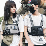 Hip Hop Tactical Vest Multifunction Chest Bag Reflective Shoulder Strap Nylon
