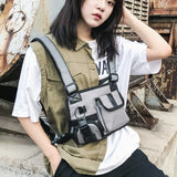 Hip Hop Tactical Vest Multifunction Chest Bag Reflective Shoulder Strap Nylon