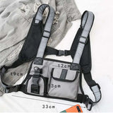 Hip Hop Tactical Vest Multifunction Chest Bag Reflective Shoulder Strap Nylon