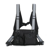 Hip Hop Tactical Vest Multifunction Chest Bag Reflective Shoulder Strap Nylon