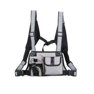 Hip Hop Tactical Vest Multifunction Chest Bag Reflective Shoulder Strap Nylon