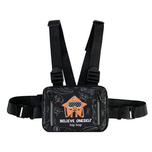 Hip Hop Women Waist Bag Graffiti Tactical Chest Pack Multi-function Vest Bag