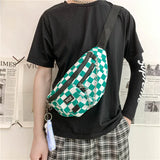 Hip-hop Couple Chest Bag Female Nylon Waist Bags Plaid Women Fanny Pack Men