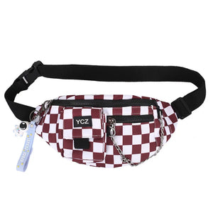 Hip-hop Couple Chest Bag Female Nylon Waist Bags Plaid Women Fanny Pack Men