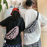 Hip-hop Couple Chest Bag Female Nylon Waist Bags Plaid Women Fanny Pack Men