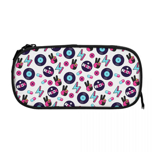 Hippie Seamless Rock Pattern Vinyl Pen Box Student School Anime Zipper Pen Bag