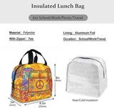 Hippie Vintage Car Mini Van Peace Sign Insulated Lunch Box Tote Bag