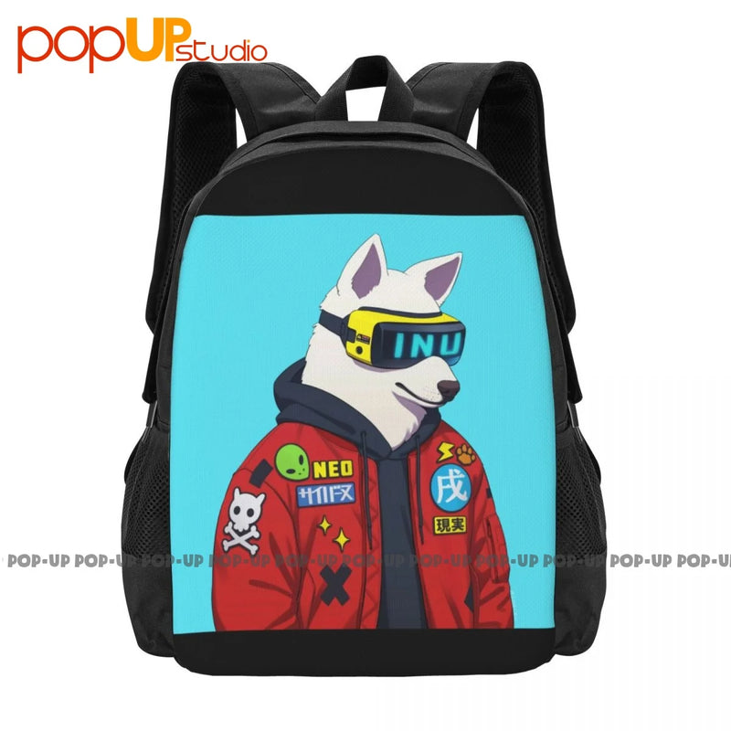 Hipster Shiba Inu Backpack Large Capacity Travel Art Print Shopping Bag