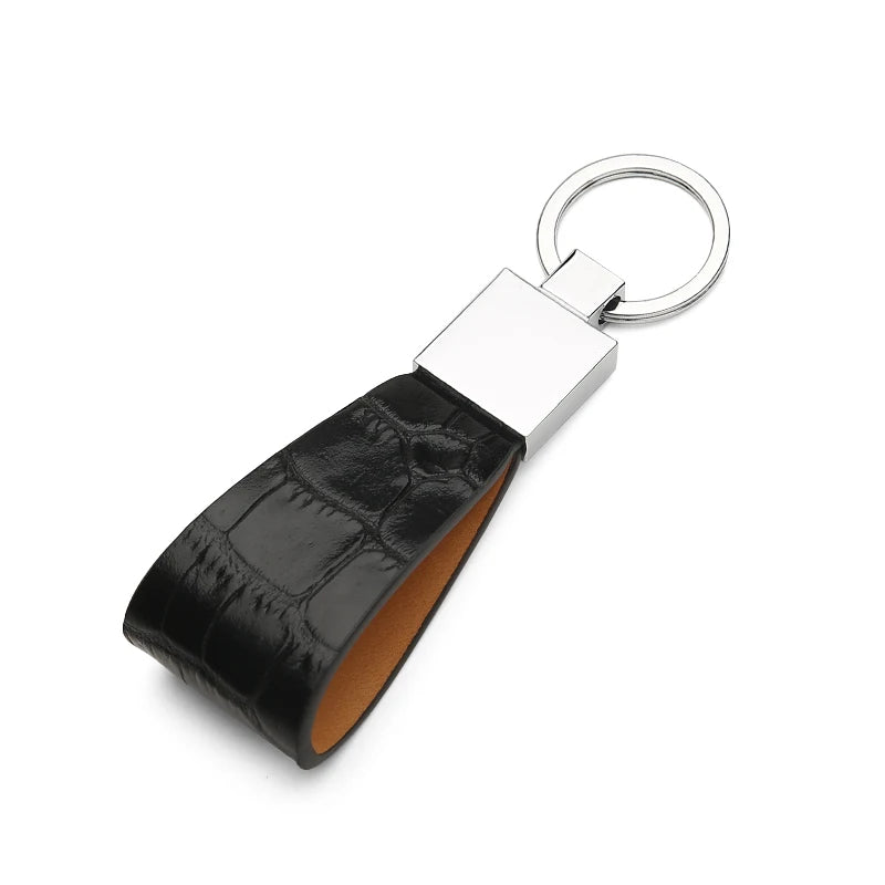 Hiram Beron Men's Leather Key Holder Croco Pattern