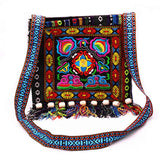 Hmong Vintage Ethnic Shoulder Bag Embroidery Boho Hippie Tassel Tote