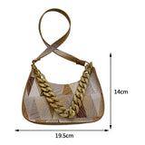 Hobos Crossbody Bag Women Small Tote Bag Thick Chain Colorful Triangle Printed T