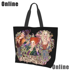 Hocus Pocus Tote Bag Halloween Handbags Heavy Duty Shopping Grocery