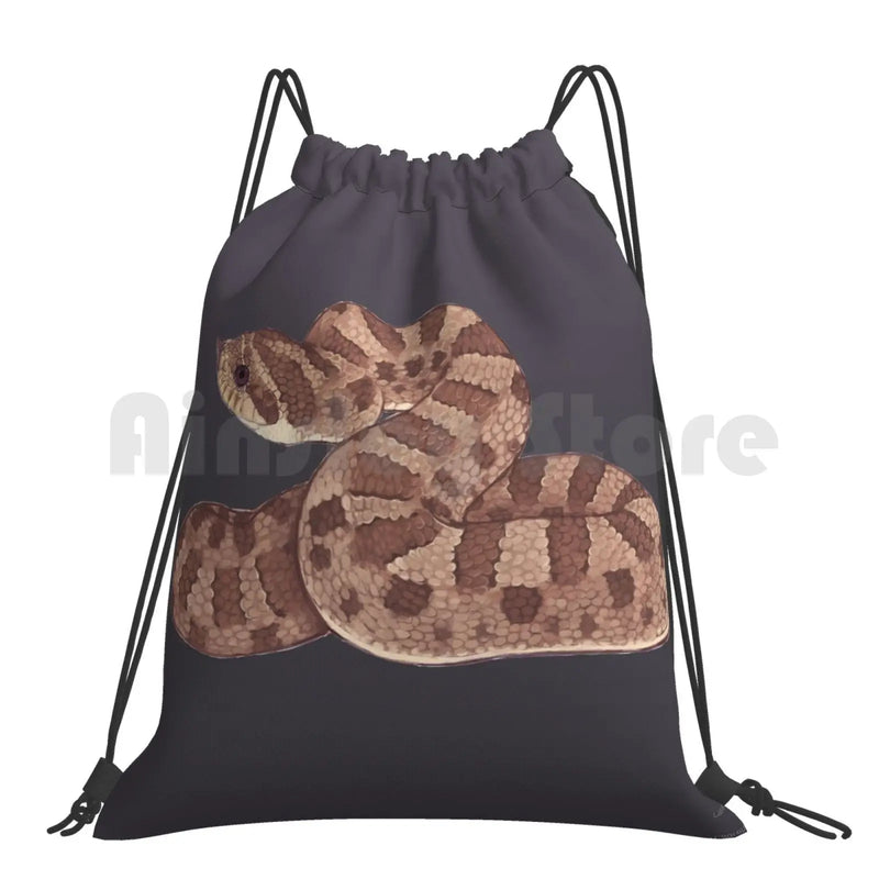 Hognose Snake Backpack Drawstring Gym Bag Waterproof Reptile Animal Pet