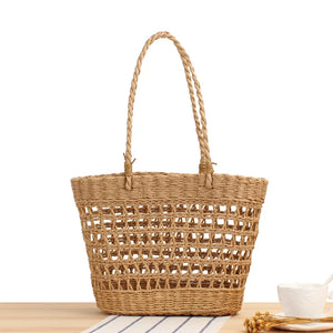 Hand-woven Straw Basket Beach Bag for Women