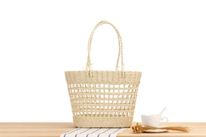 Hand-woven Straw Basket Beach Bag for Women