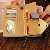 Large Capacity Hollow Out Women Long Wallet PU Leather Zipper Money Bag