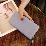 Large Capacity Hollow Out Women Long Wallet PU Leather Zipper Money Bag