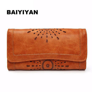 Hollow Out Pattern Retro Wallet Female Purse PU Leather Bag Women wallets