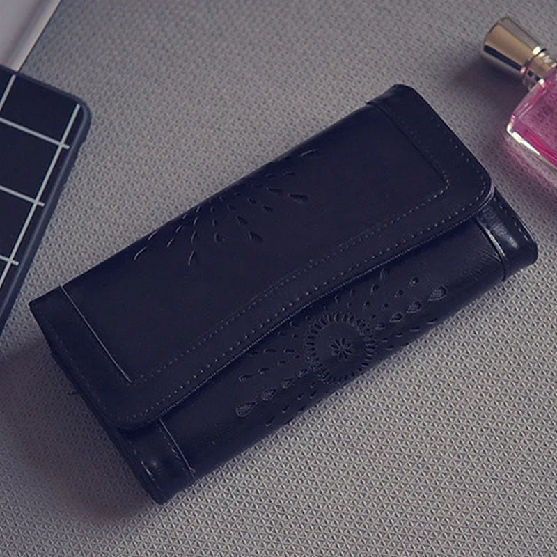 Hollow Out Pattern Retro Wallet Female Purse PU Leather Bag Women wallets