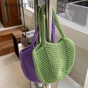 Soft Weaving Shoulder Bag for Travel Vacation