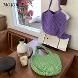 Hollow Shoulder Bag Weaving Hand Bag Casual Soft Solid Style Portable for Travel