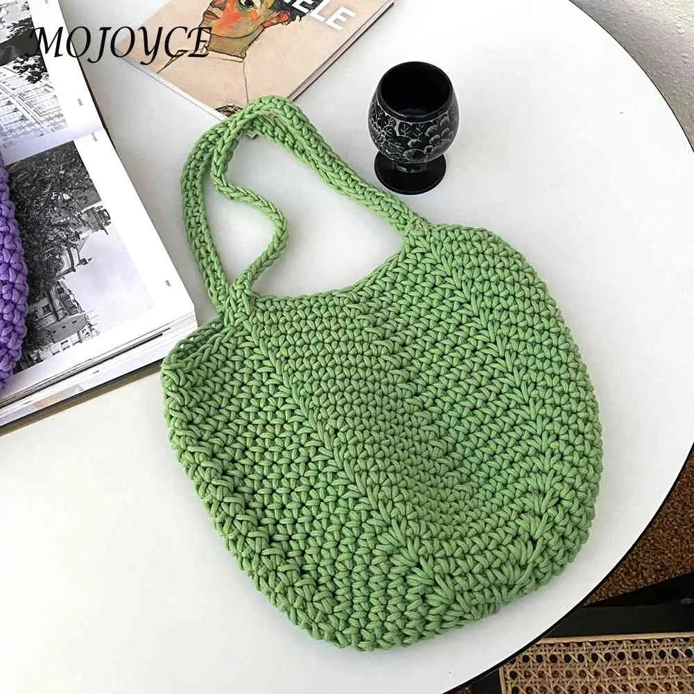 Hollow Shoulder Bag Weaving Hand Bag Casual Soft Solid Style Portable for Travel