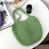 Hollow Shoulder Bag Weaving Hand Bag Casual Soft Solid Style Portable for Travel
