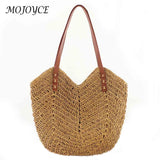 Hollow Shoulder Bag Paper Rope Weaving Hand Bag Summer Casual Portable