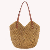 Hollow Shoulder Bag Paper Rope Woven Handbags for Travel Vacation