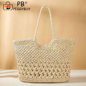 Hollow Summer Woven Tote for Seaside Getaway